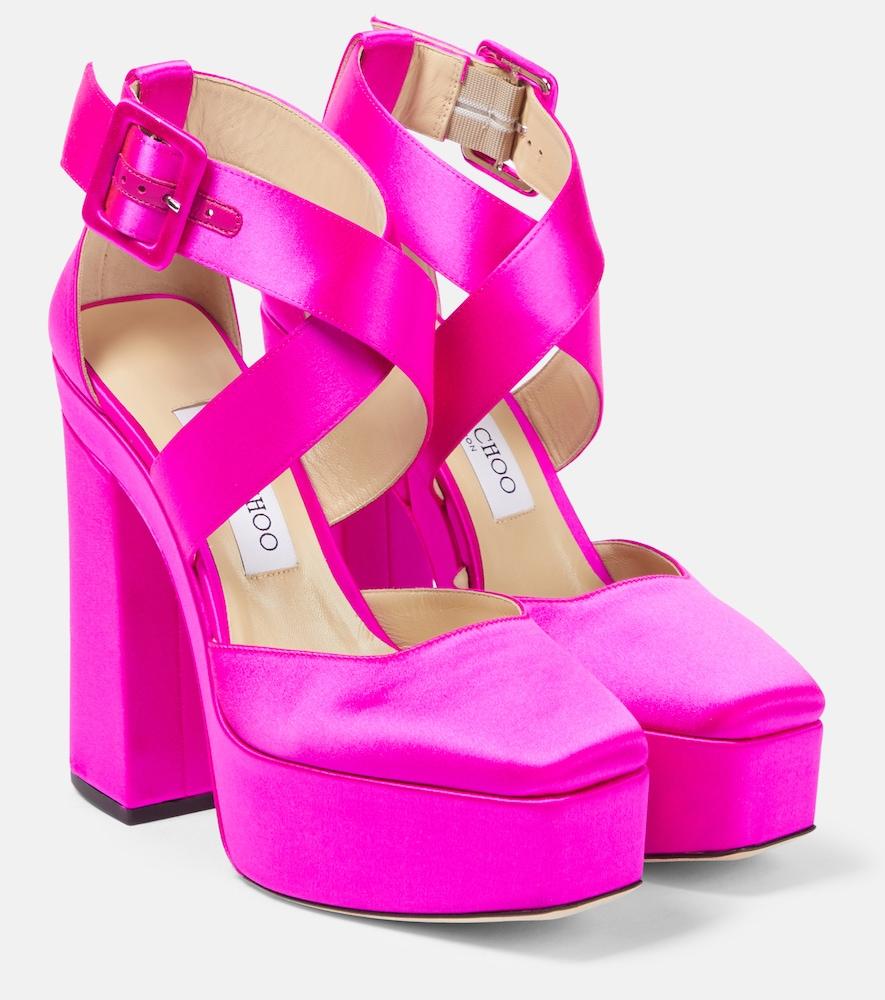 jimmy choo gaia satin platform pumps