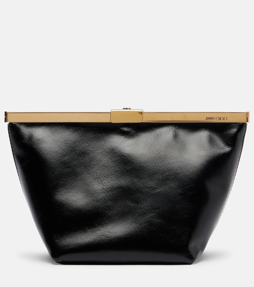 jimmy choo ganache small leather clutch