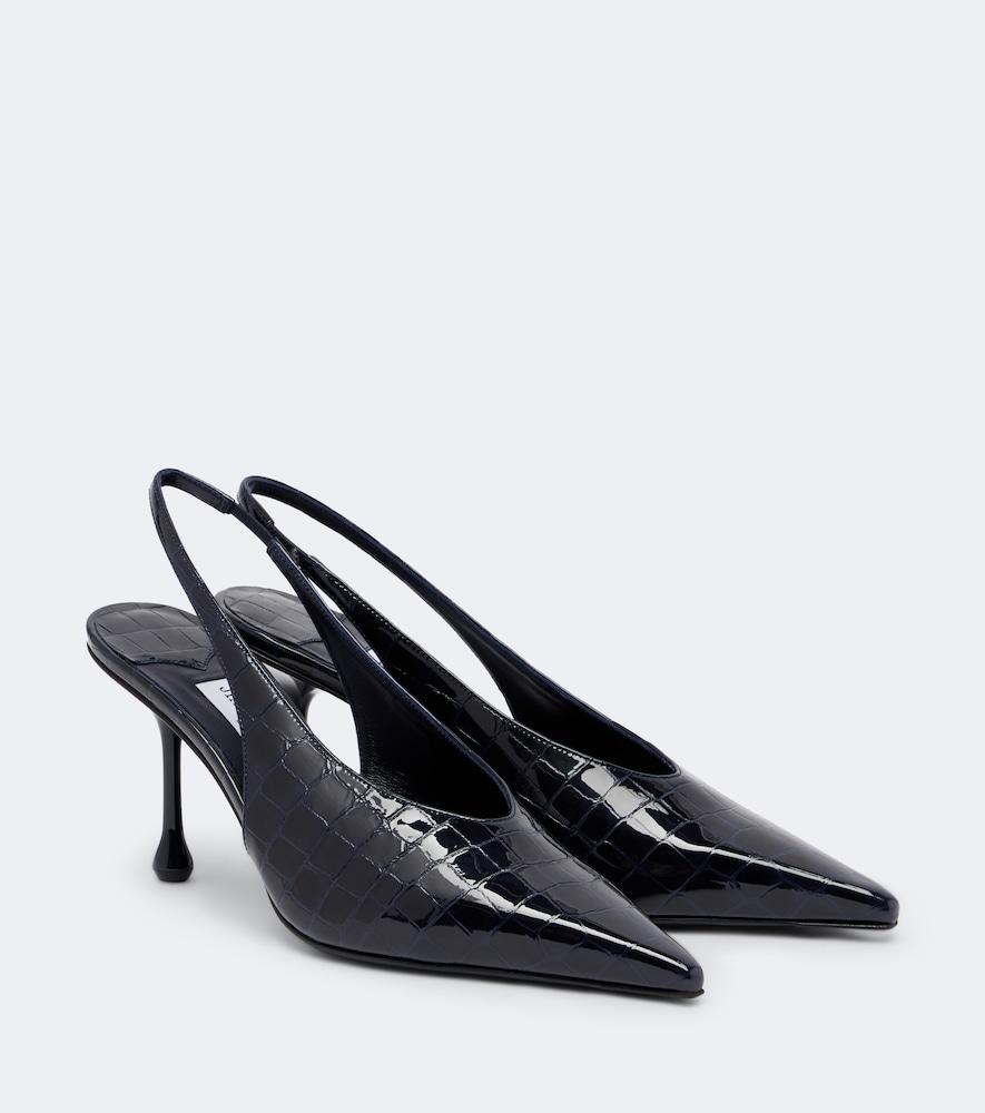 jimmy choo isa croc-effect leather slingback pumps