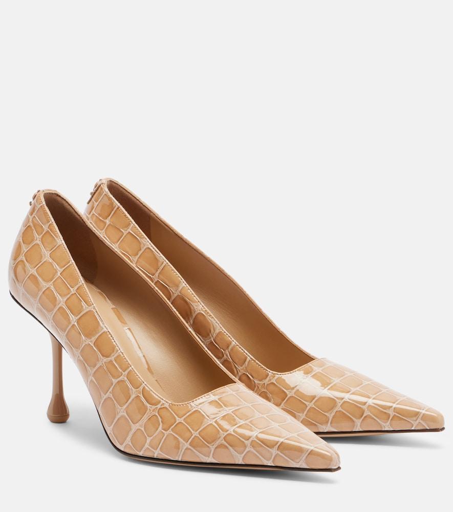 jimmy choo ixia croc-effect patent leather pumps