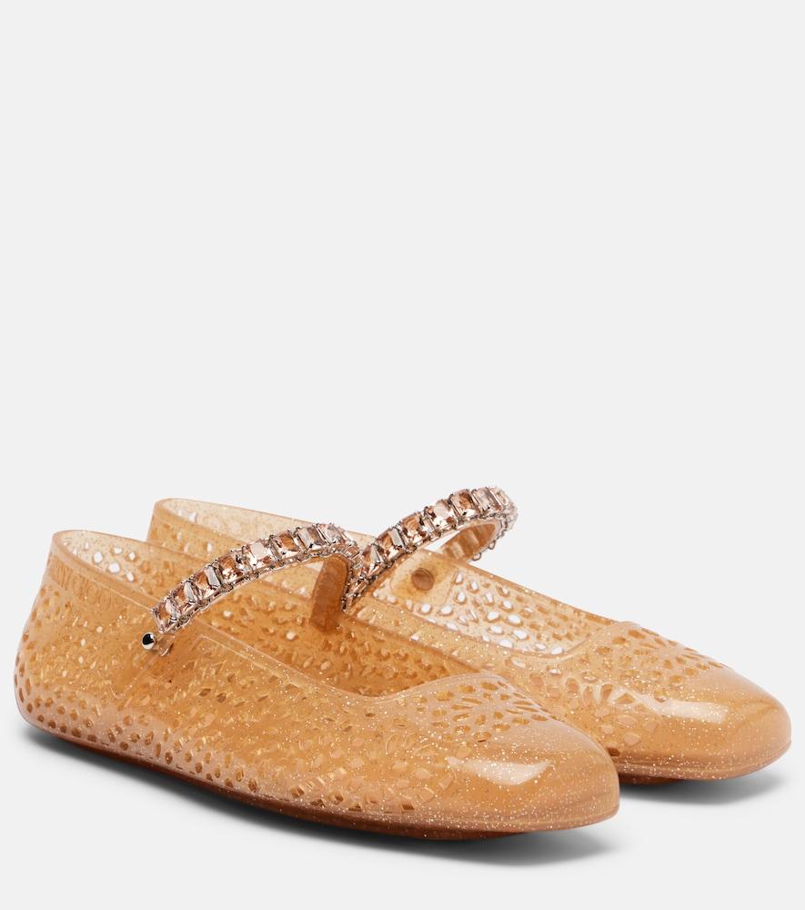 jimmy choo jelly crystal-embellished ballet flats