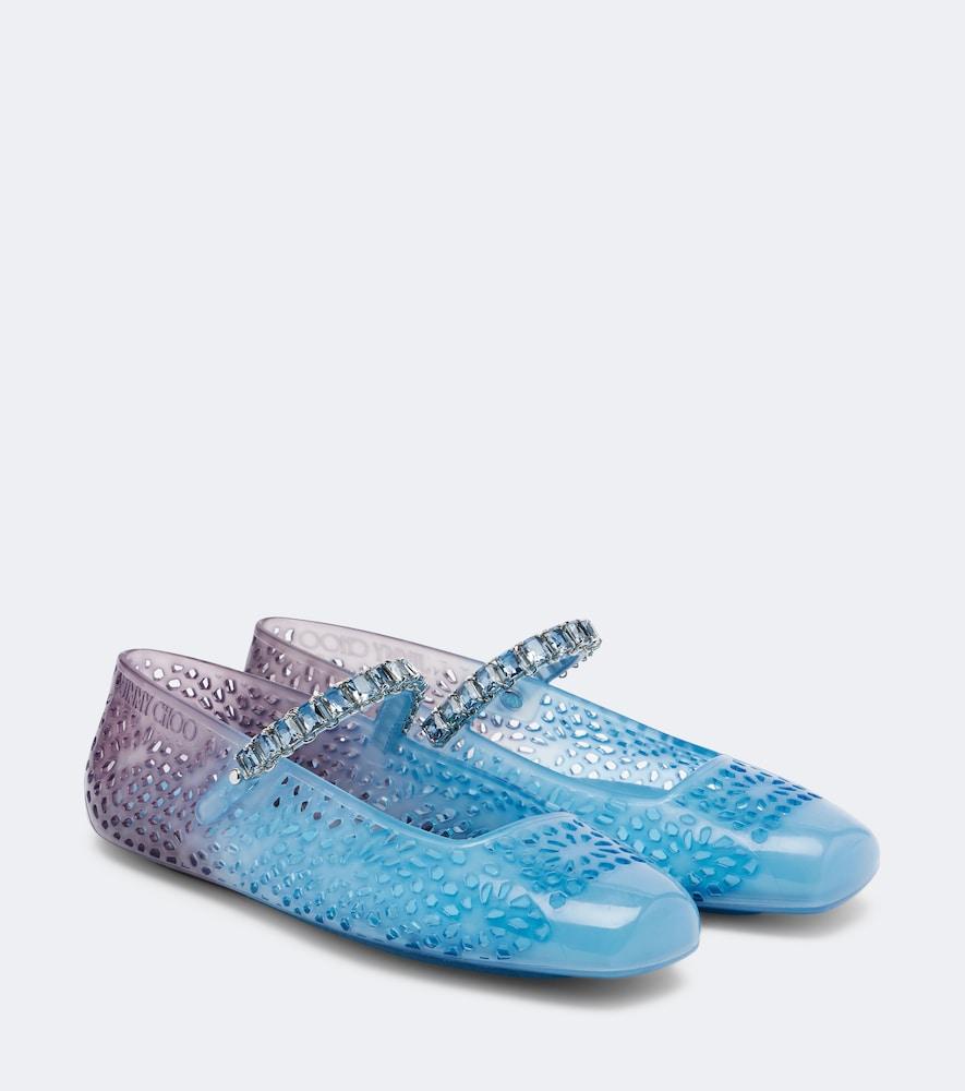 jimmy choo jelly crystal-embellished ballet flats
