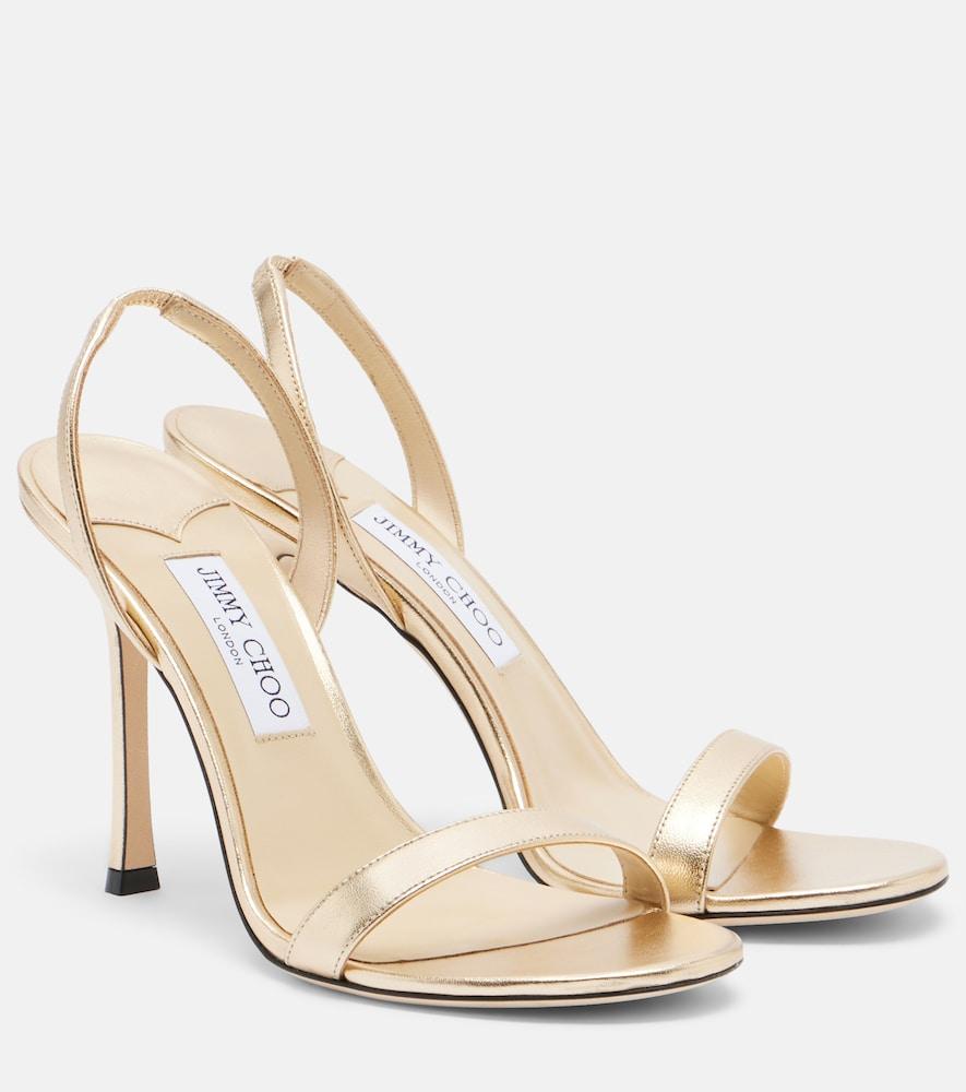 jimmy choo jenn metallic leather slingback sandals