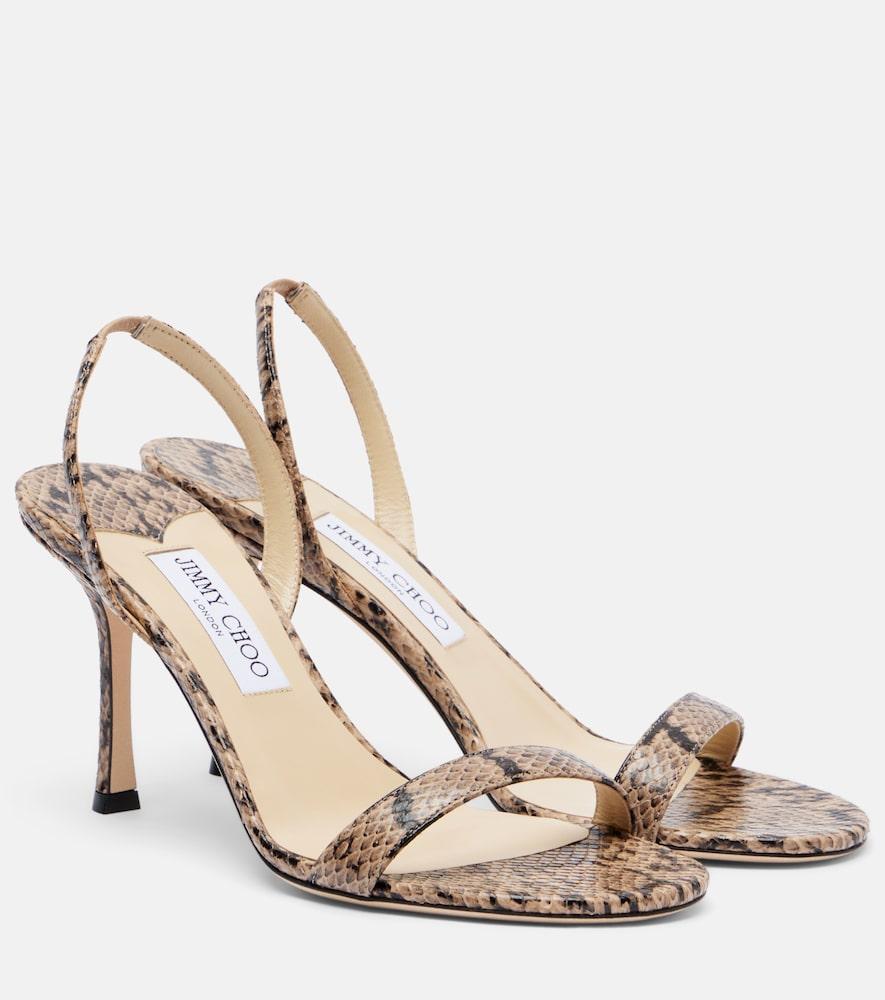 jimmy choo jenn snake-effect leather slingback sandals