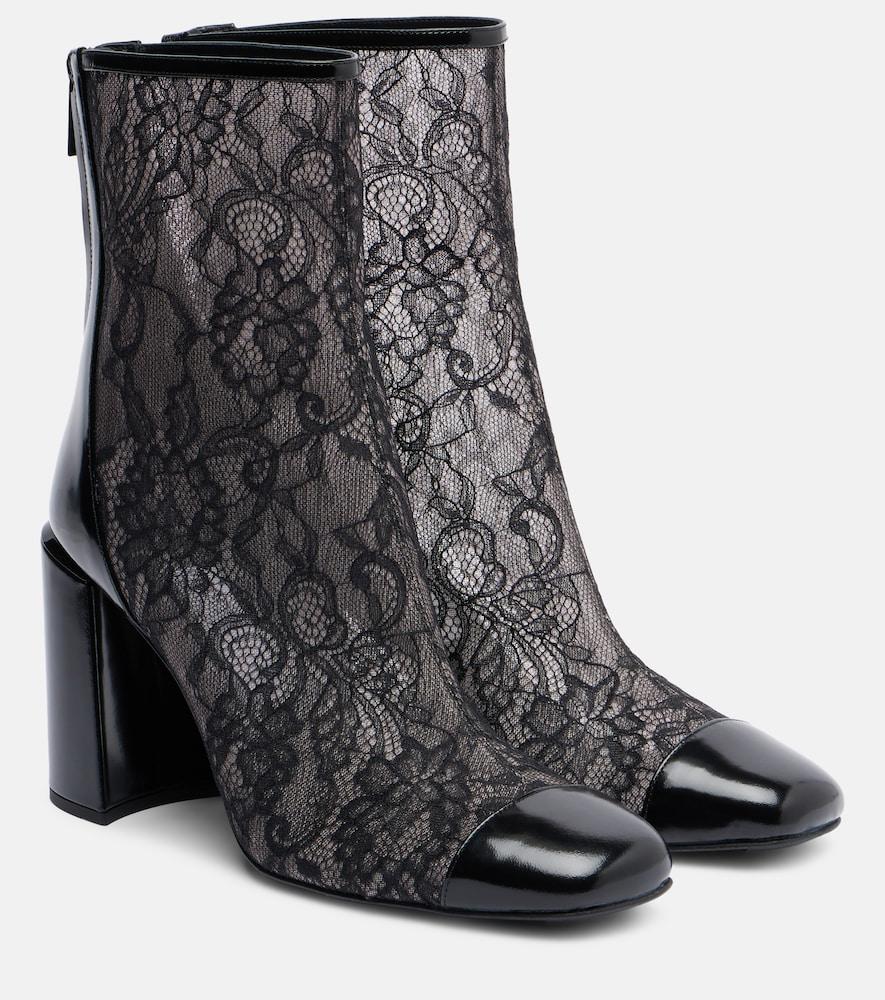 jimmy choo kisu 85 leather-trimmed lace ankle boots