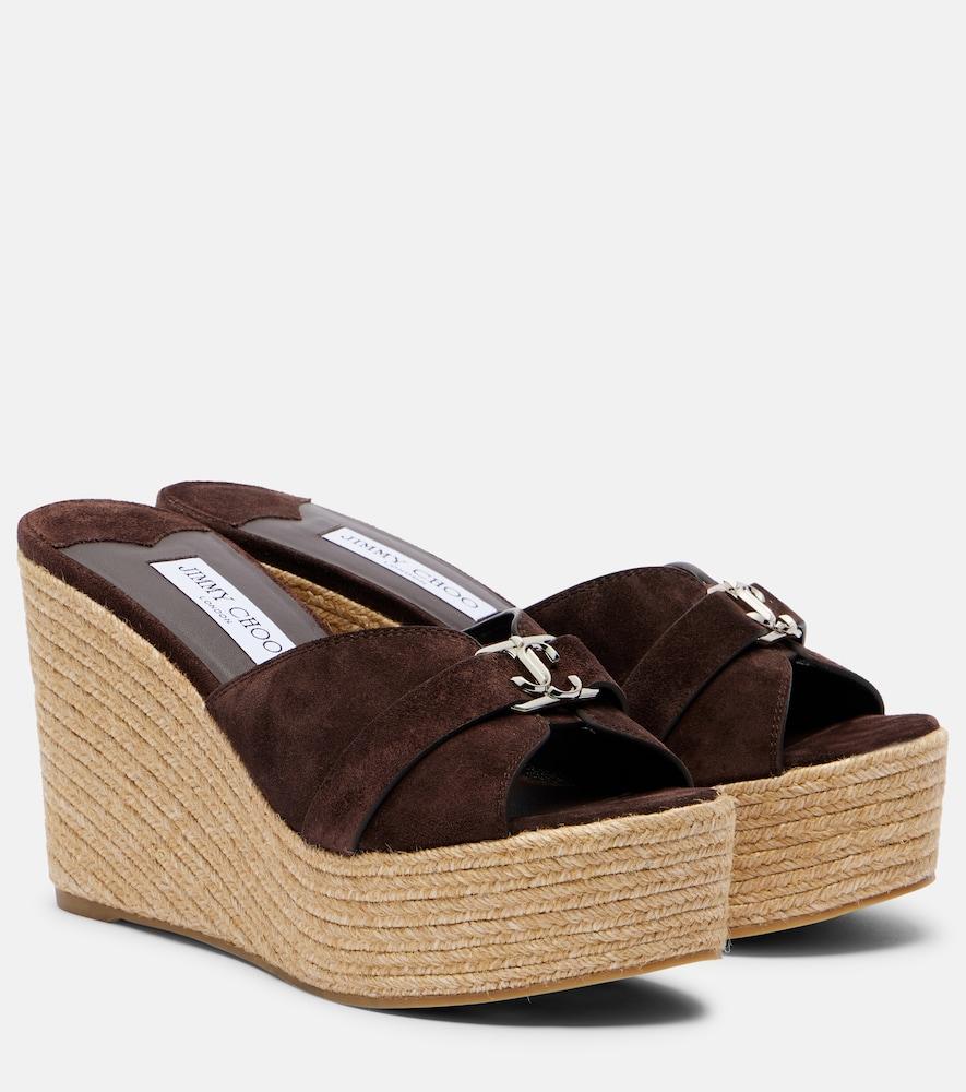jimmy choo leda 100 suede espadrille wedges