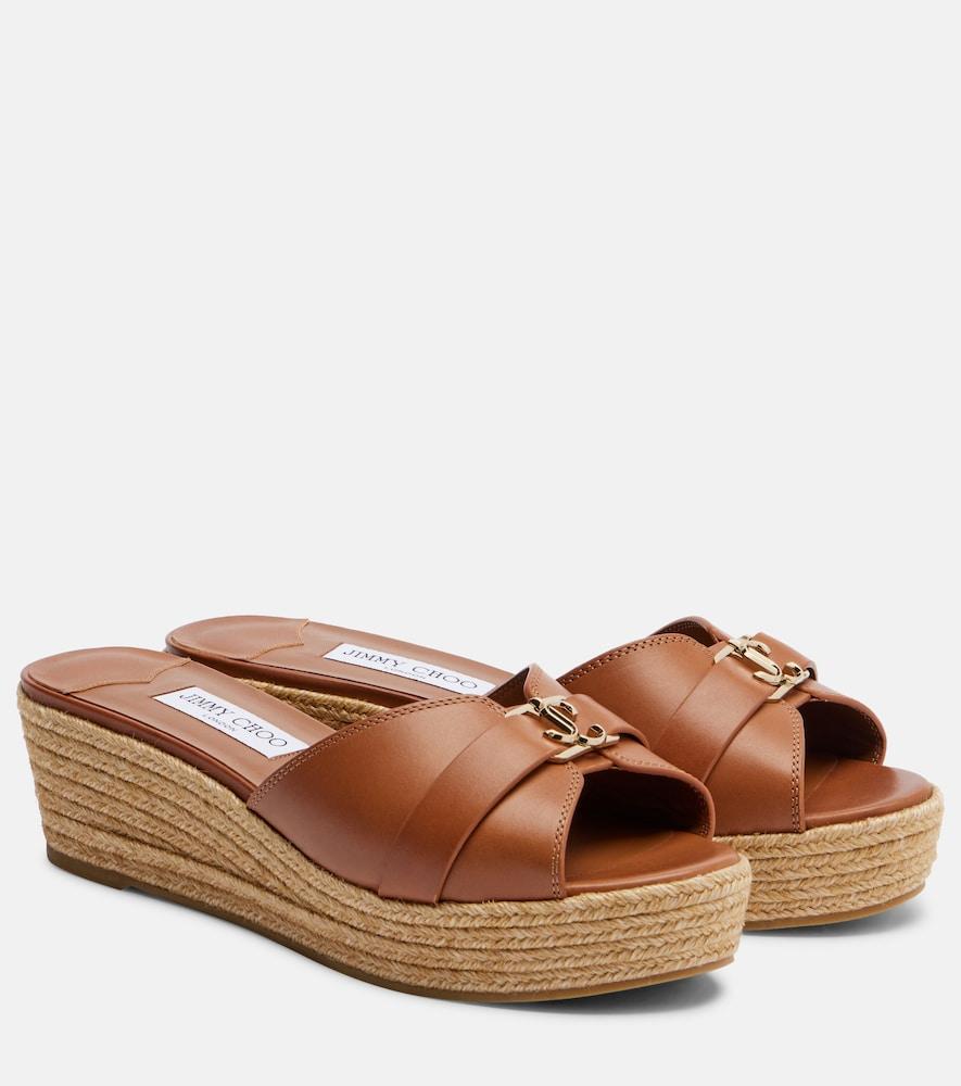 jimmy choo leda leather espadrille wedges