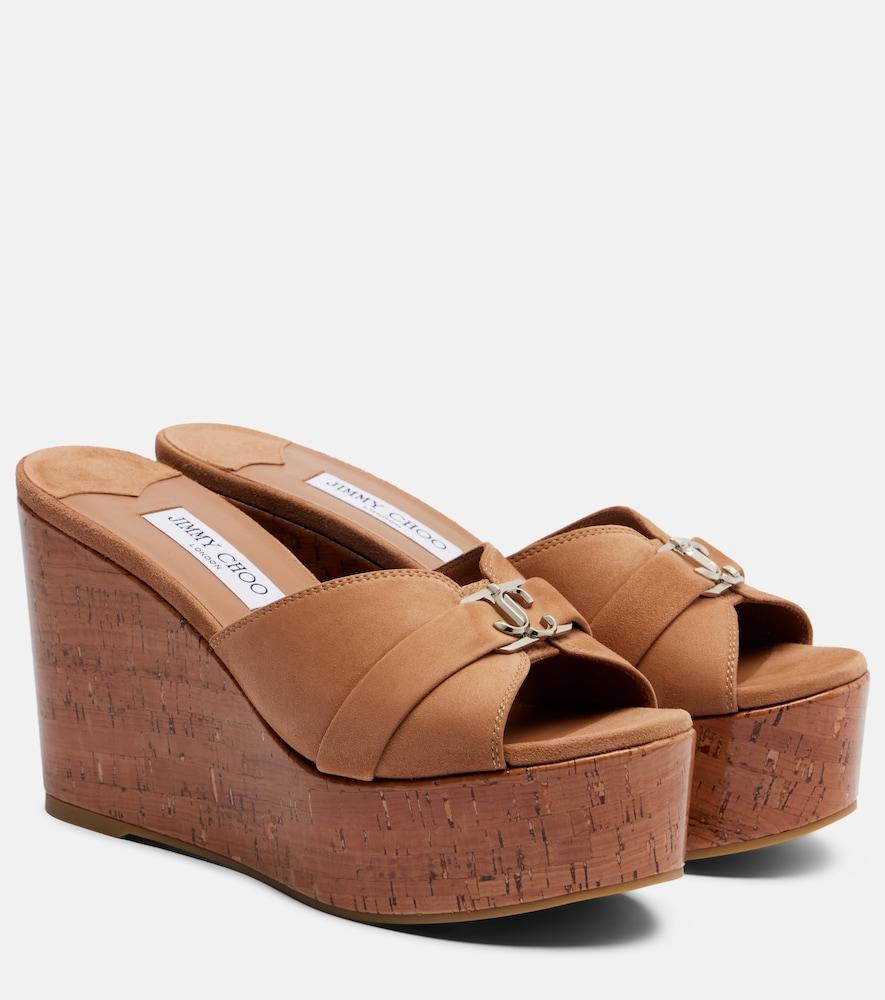 jimmy choo leda suede wedge mules