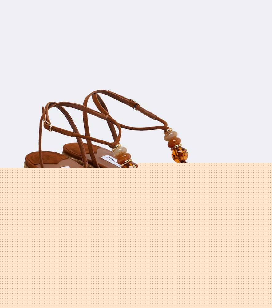 jimmy choo lemi embellished suede espadrille wedges