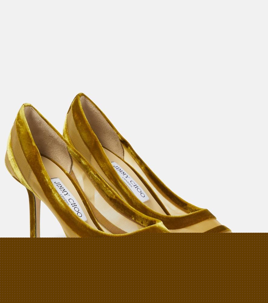 jimmy choo love 85 velvet-trimmed pumps