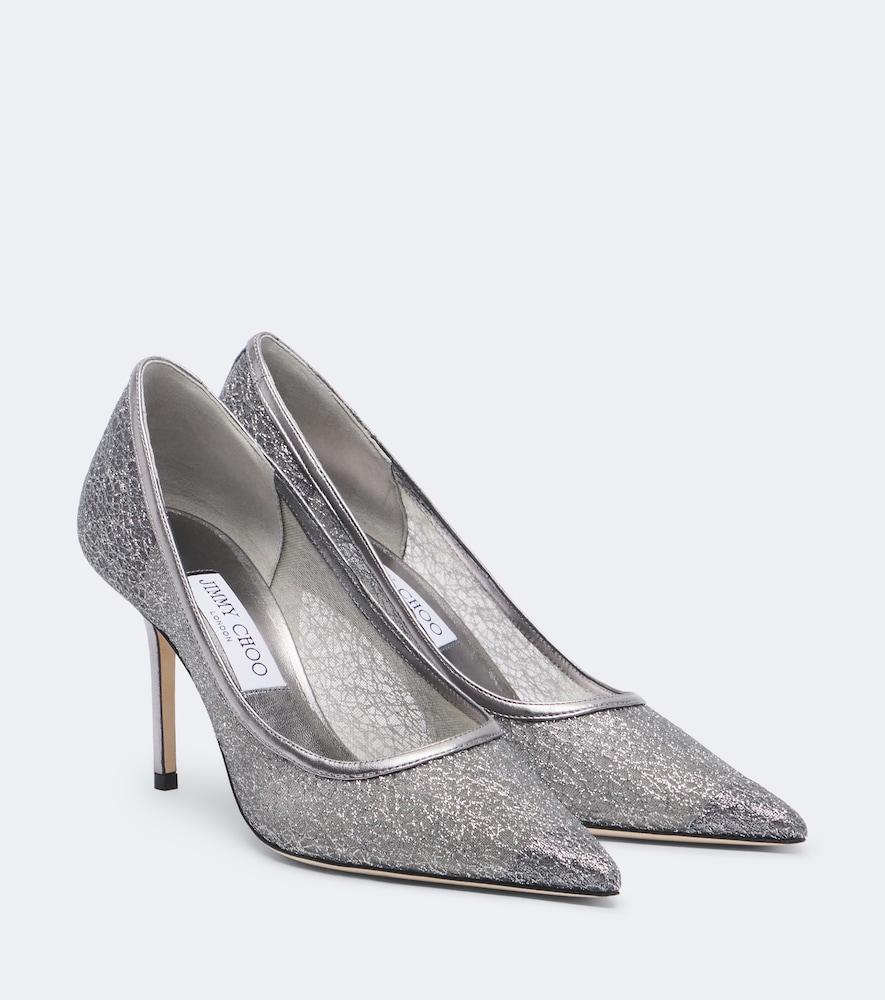 jimmy choo love embroidered glitter pumps
