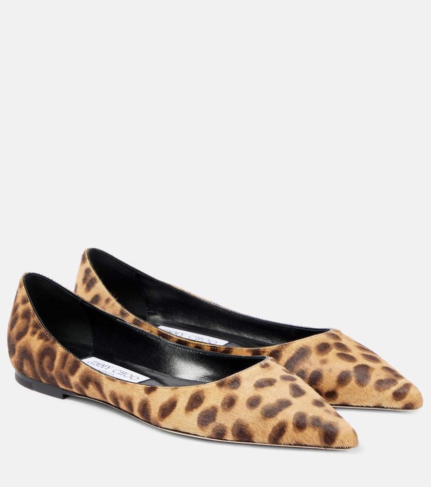 jimmy choo love leopard-print ballet flats