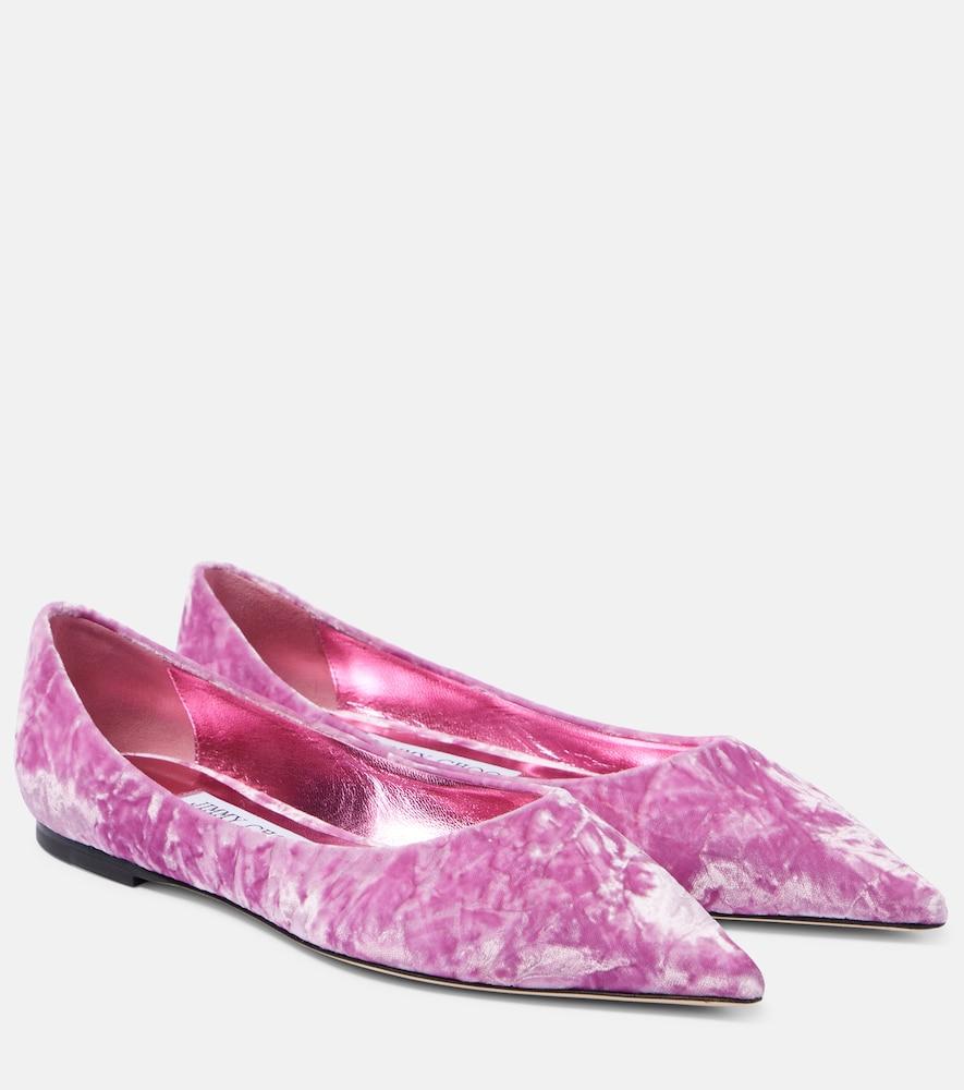 jimmy choo love velvet ballet flats