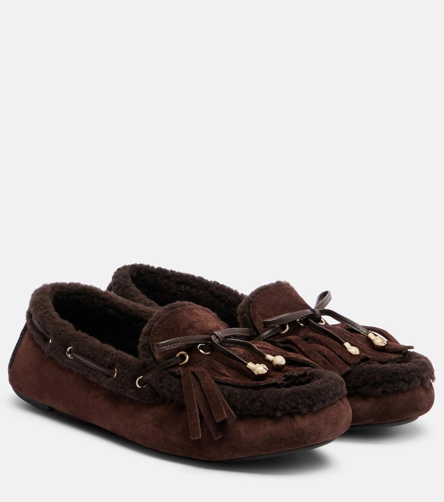 jimmy choo manon fringed suede boat shoes