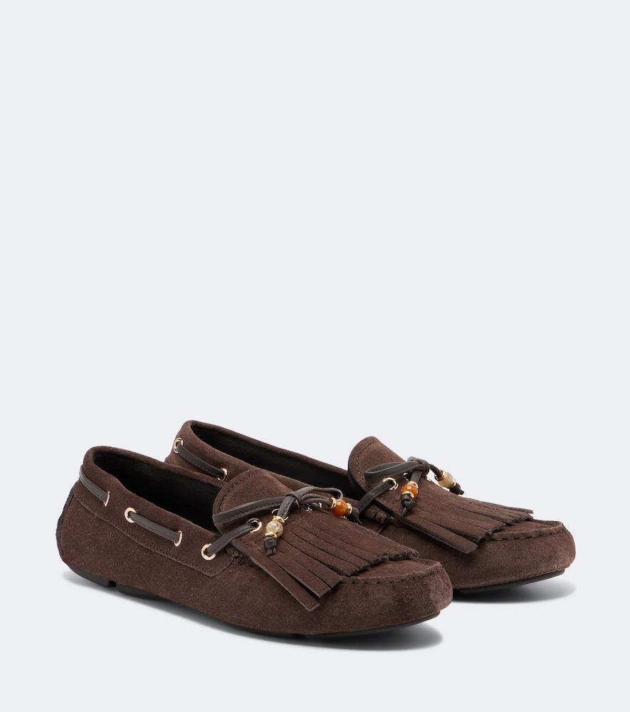 jimmy choo manon fringed suede boat shoes