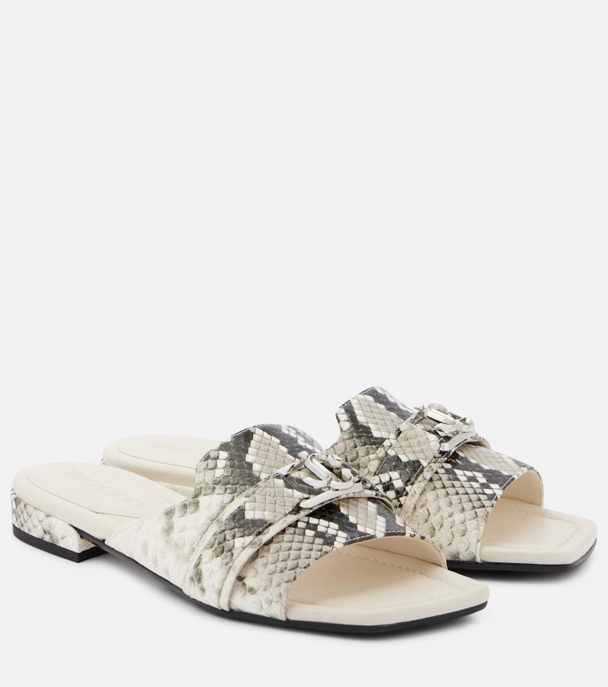 jimmy choo nako snake-effect leather slides