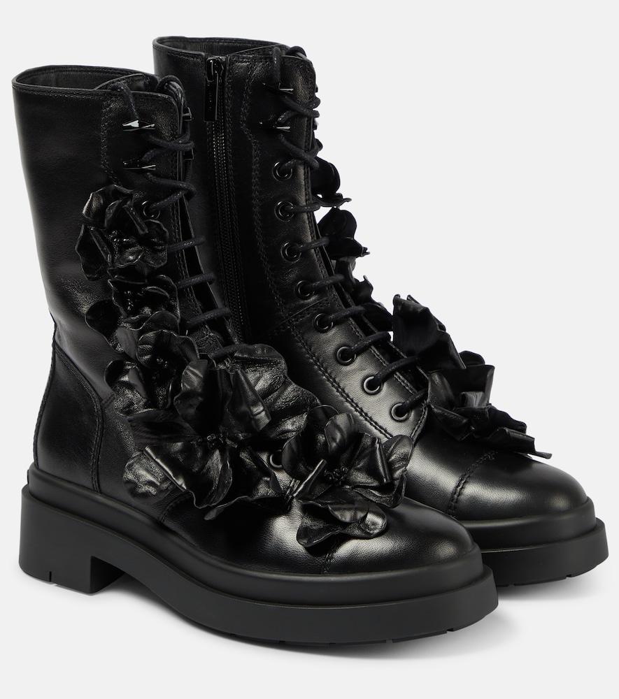 jimmy choo nari flowers leather combat boots