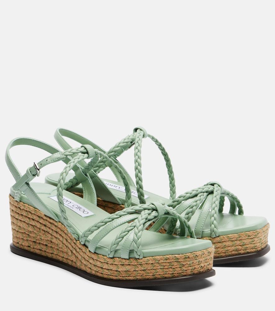 jimmy choo nyra braided leather espadrille wedges