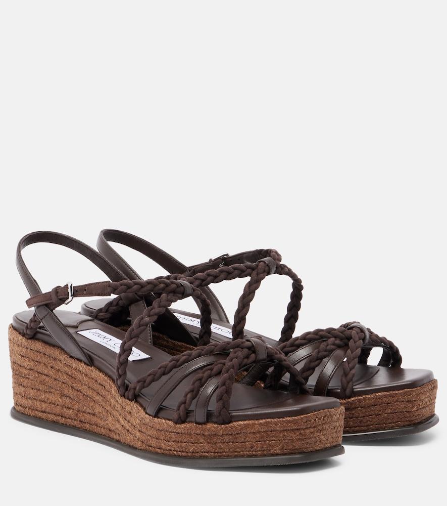 jimmy choo nyra braided suede espadrille wedges