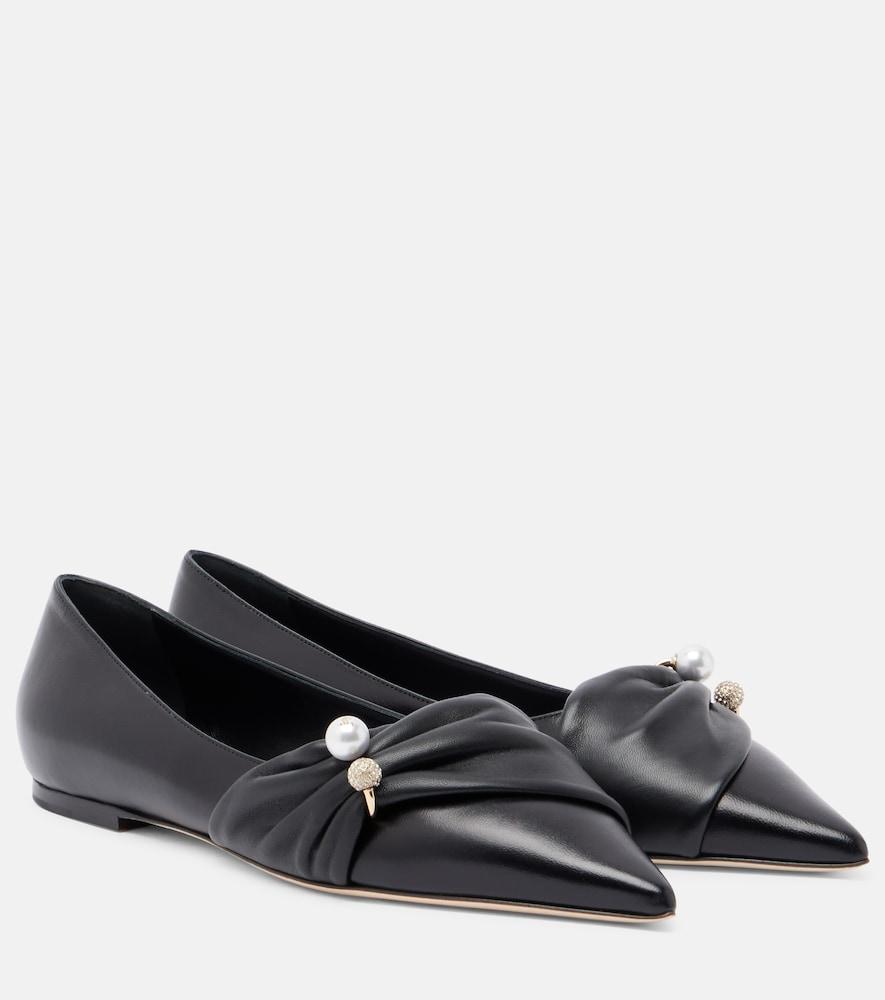 jimmy choo rafi embellished leather ballet flats
