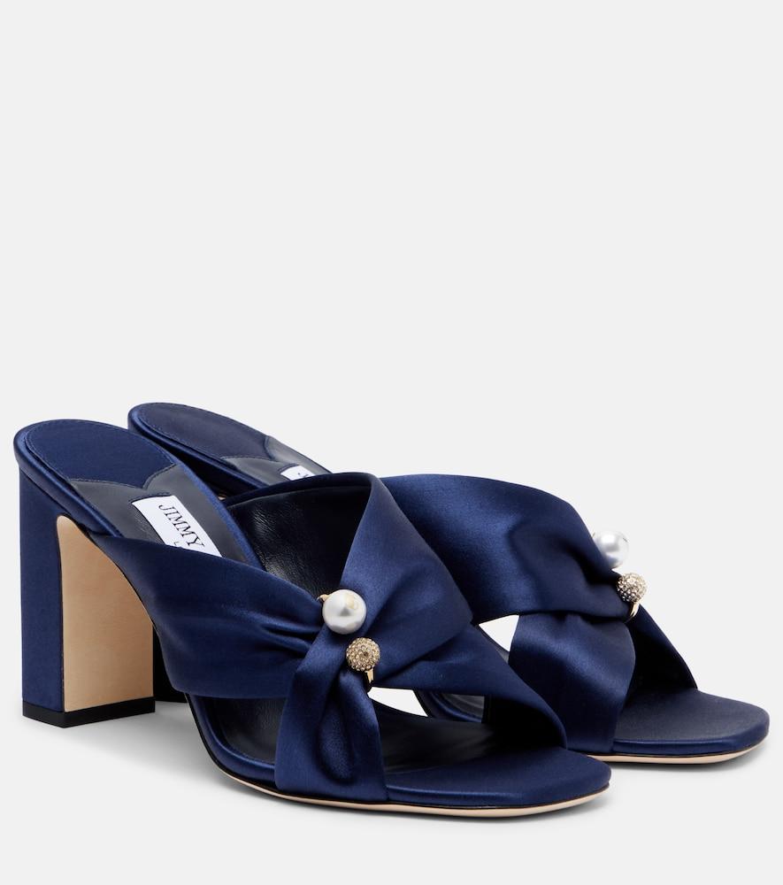 jimmy choo rafi embellished satin mules