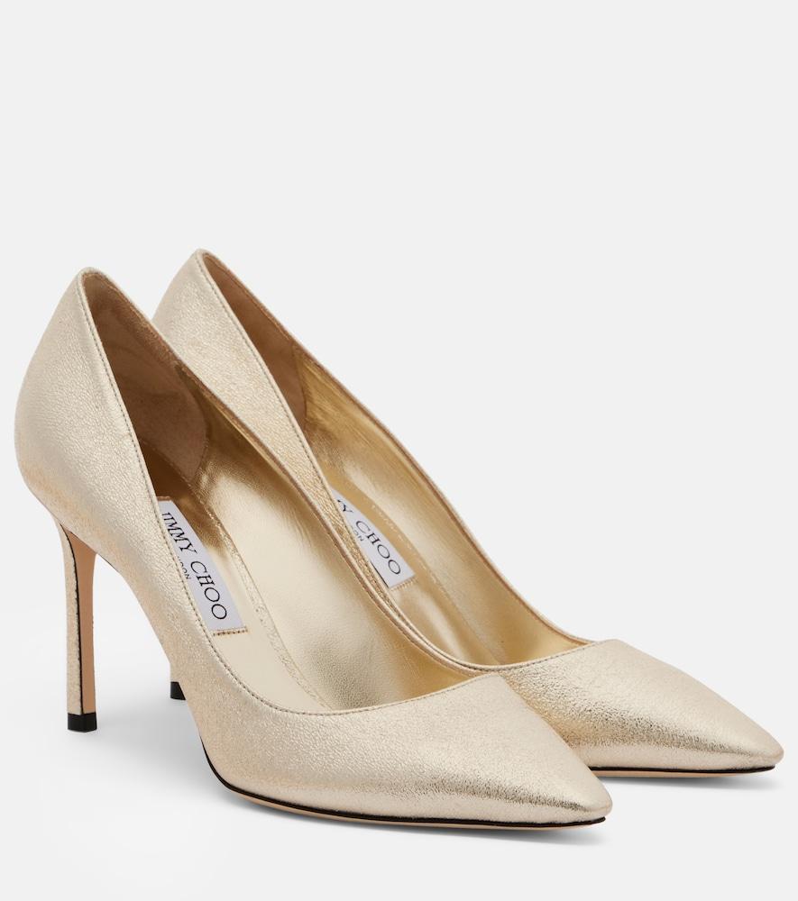 jimmy choo romy metallic leather pumps