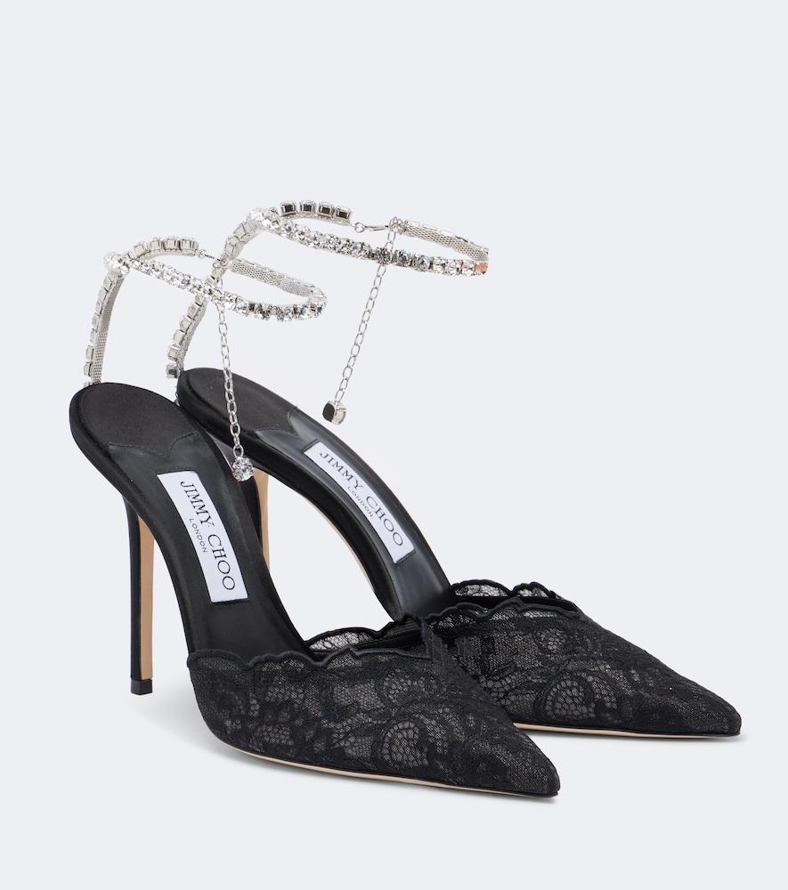 jimmy choo saeda embellished lace pumps