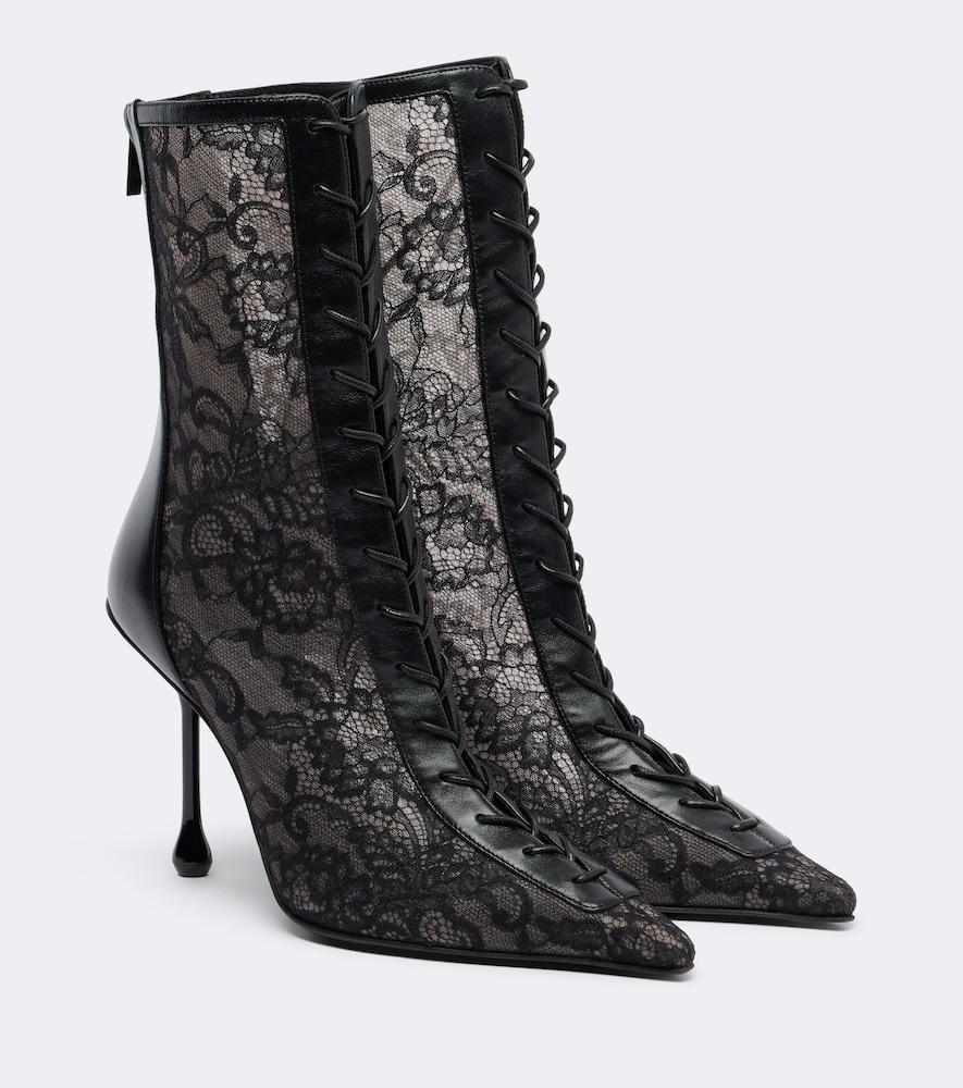 jimmy choo scarlett leather-trimmed lace ankle boots