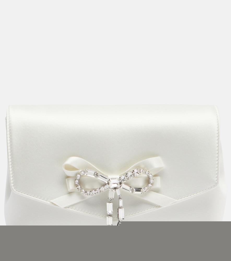 jimmy choo soft bow mini embellished satin clutch