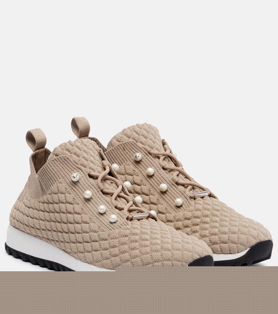 jimmy choo veles faux pearls embellished sneakers