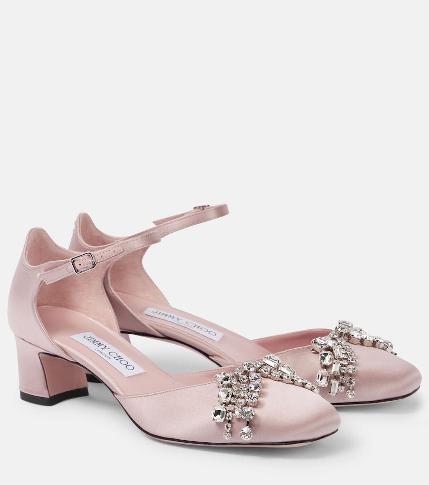 jimmy choo verity 45 embellished satin pumps