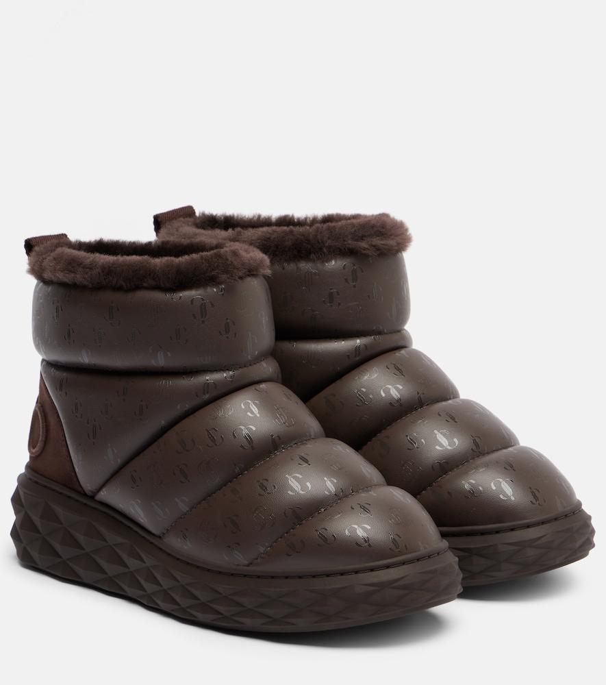 jimmy choo xan shearling-lined leather snow boots