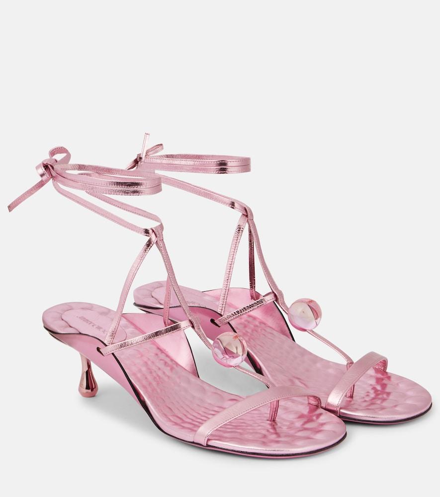 jimmy choo zyra 50 metallic leather sandals