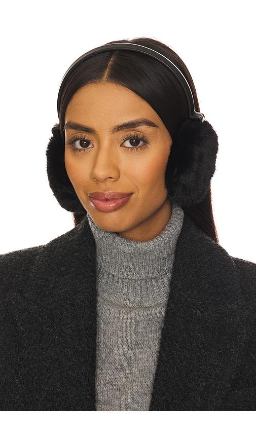 jocelyn faux mink & leather earmuffs in black.