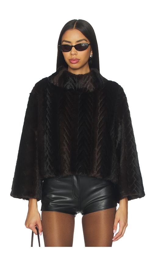 jocelyn faux mink pullover sweatshirt in chocolate. - size m (also in xs)