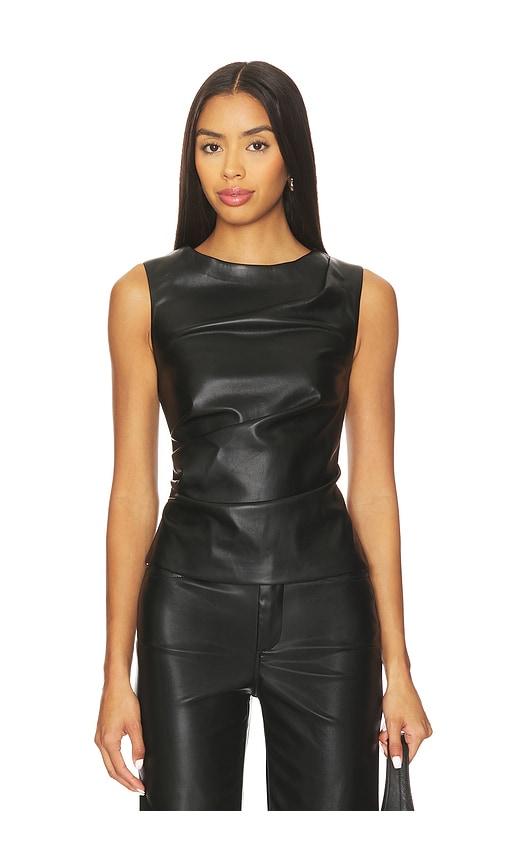 joe's jeans meg faux leather top in black. - size s (also in xs, xl)