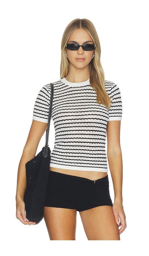 joe's jeans the crochet baby tee shirt in black,white. - size l (also in xs, s, m, xl)