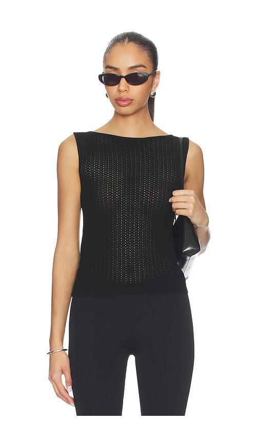 joe's jeans the crochet boatneck tank top in black. - size l (also in xs, s, m, xl)