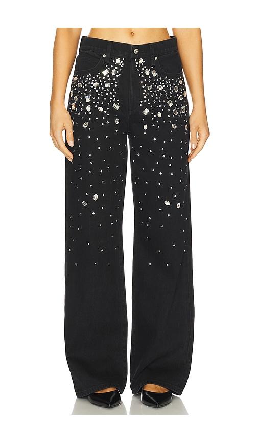 joe's jeans the harlowe stone embellished wide leg jeans in black. - size 23 (also in 24)