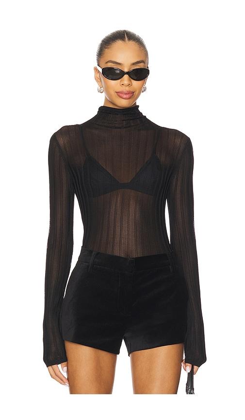 joe's jeans the lana ribbed turtleneck top in black. - size m (also in s, xs)