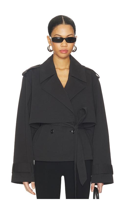 joe's jeans the liz cropped trench coat in black. - size l (also in s)