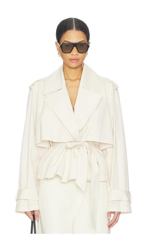 joe's jeans the liz cropped trench coat in cream. - size l (also in s, xs, m)