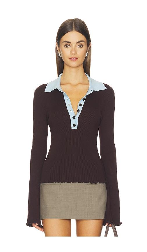 joe's jeans the riley polo sweater in brown. - size l (also in xs, m, xl)