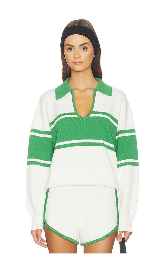 joe's jeans the romie polo sweater in white,green. - size l (also in xs, s, m)
