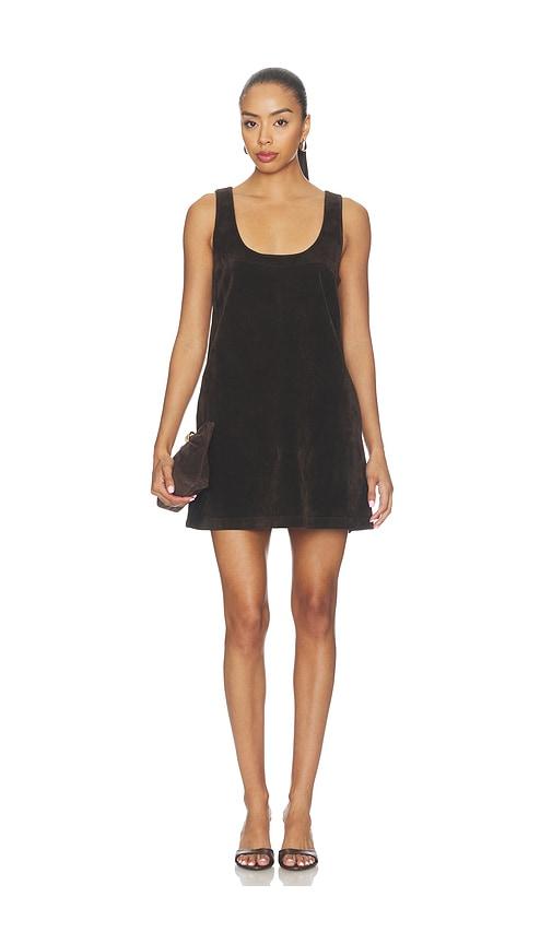 joe's jeans the scoop neck faux suede mini dress in brown. - size l (also in s, xs, m, xl)