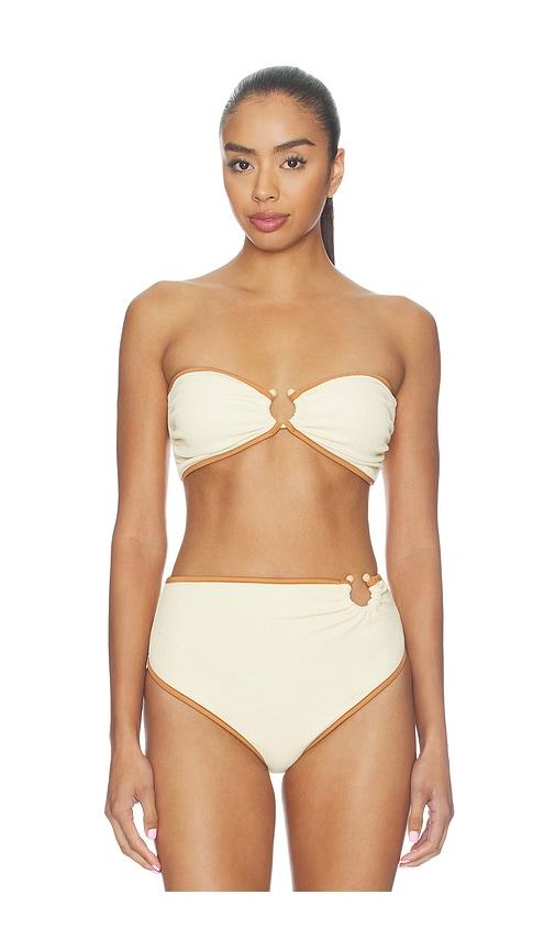 johanna ortiz crinkle seawaters bikini top in cream. - size l (also in m, s, xs)