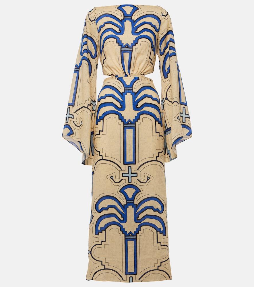 johanna ortiz linen midi dress