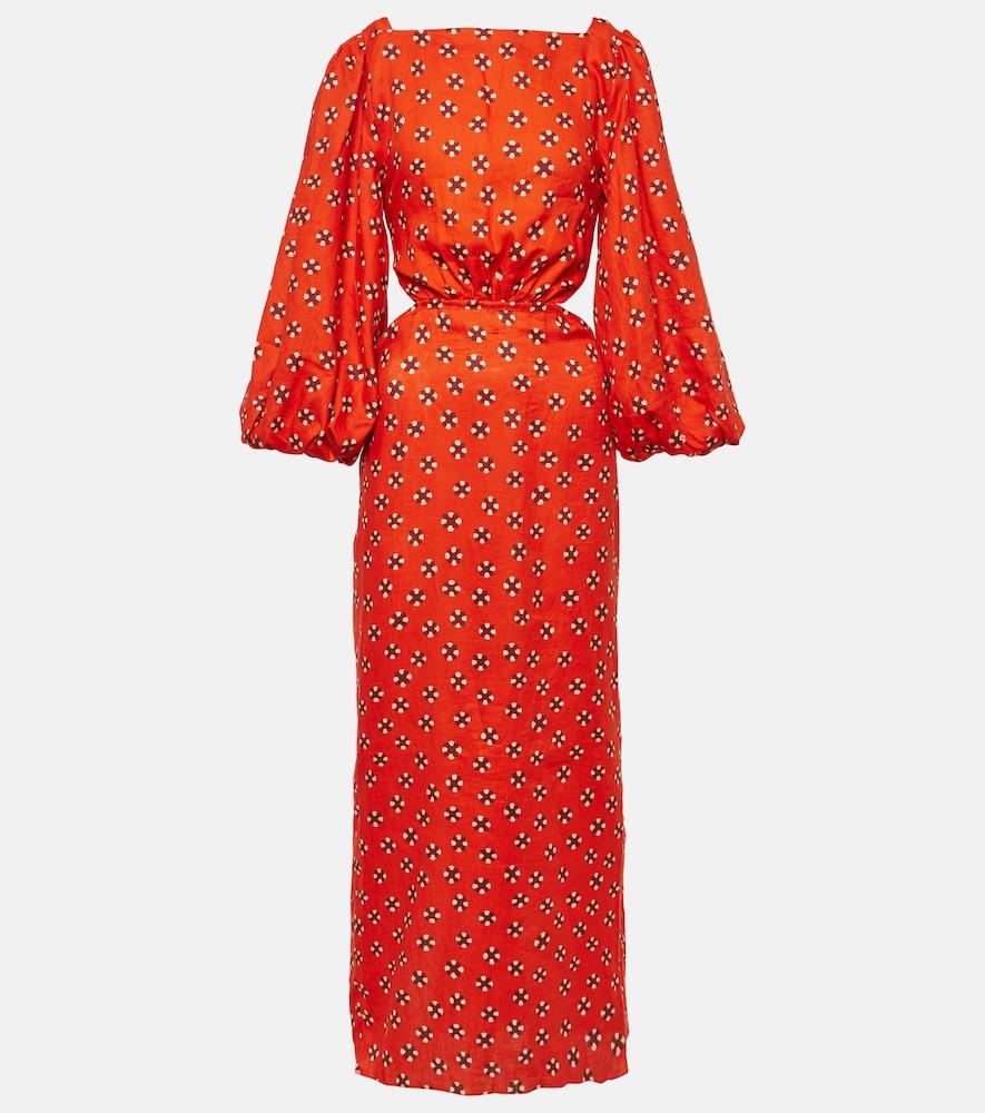 johanna ortiz printed linen midi dress