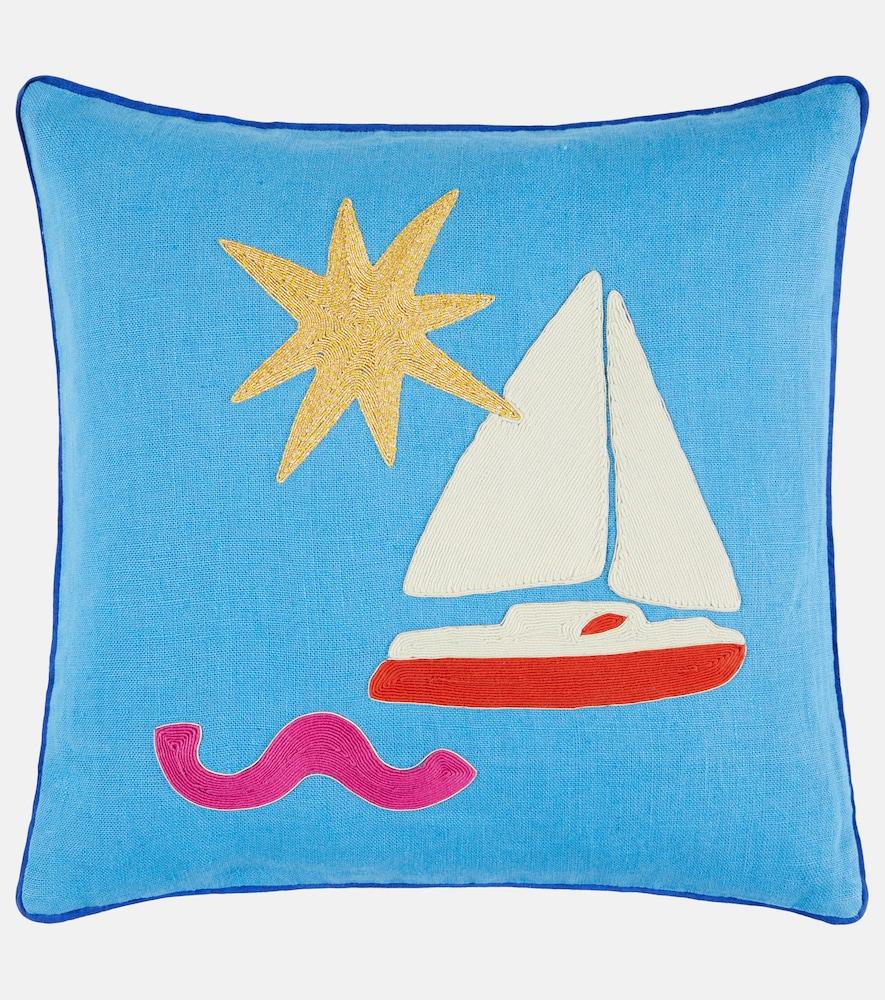 jonathan adler playa sailboat linen cushion