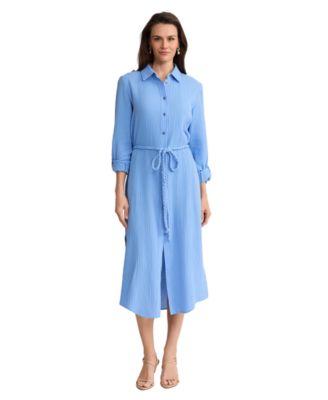 jones new york womens braided belt shirt dress